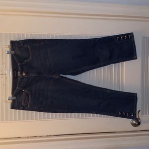 White House/Black Market Cropped jeans with button accent